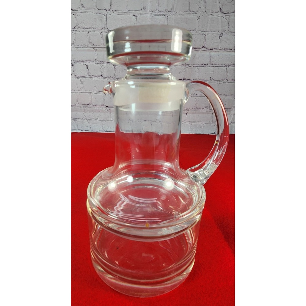 Vtg Colony Glass Bedside Tumble Up Carafe Pitcher & Cup Set Romania W/ Label